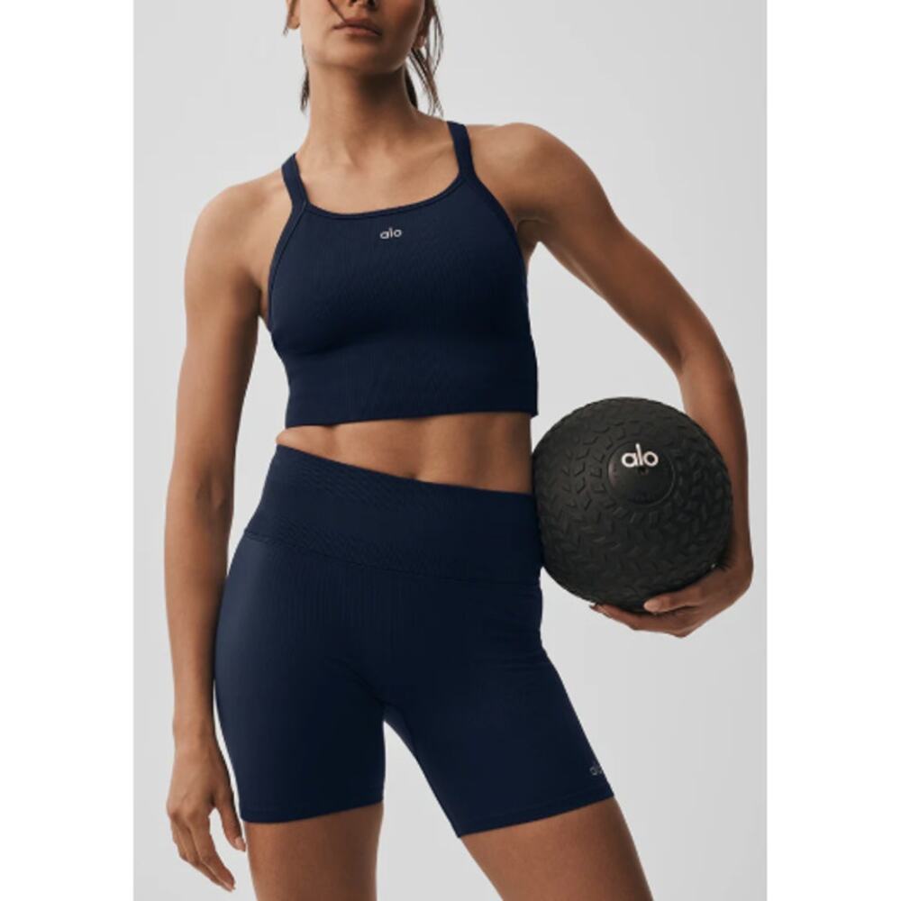 Alo Yoga Navy Seamless Ribbed Favorite Bra Tank Size XS - Picture 9 of 9